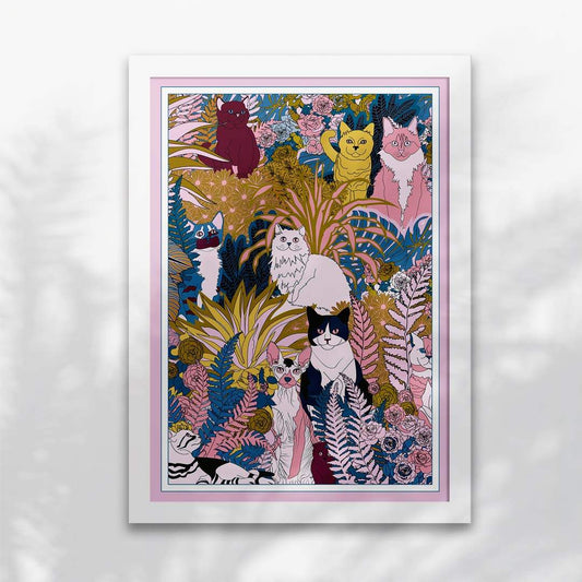 Garden Cats Art Print