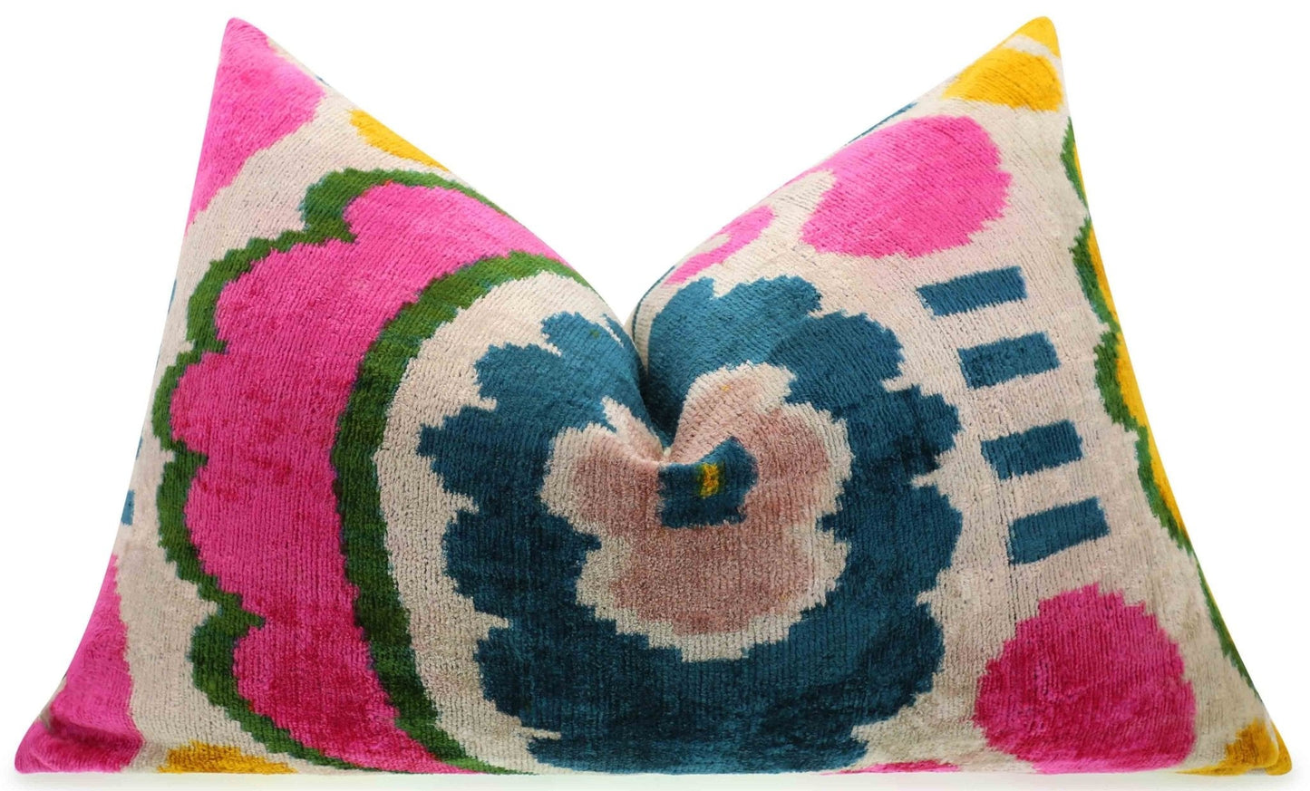 Handmade Velvet Pillow Floral Ikat Design