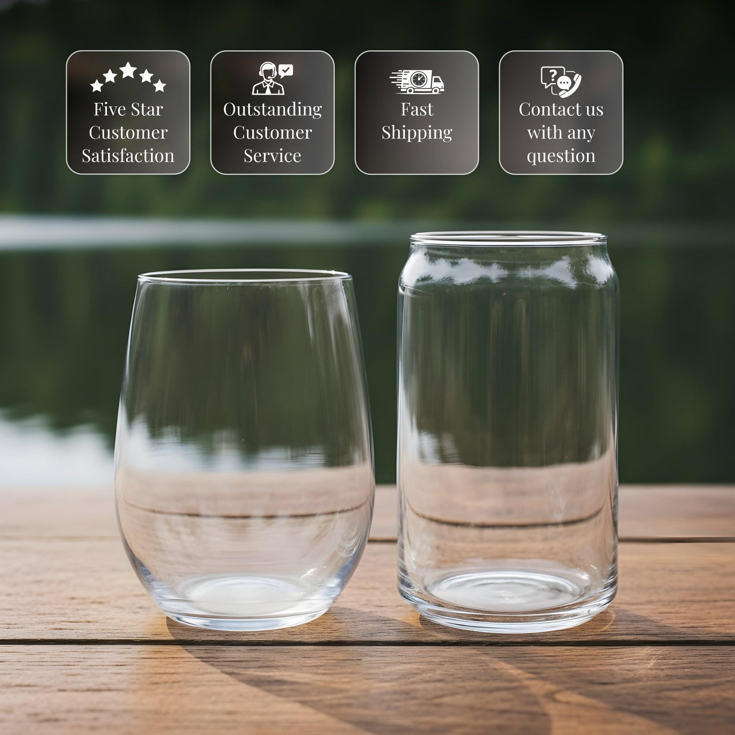Lake Michigan Map Laser Engraved Glasses