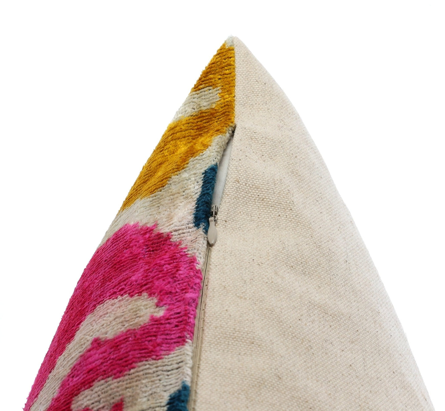 Handmade Velvet Pillow Floral Ikat Design
