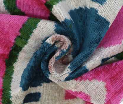 Handmade Velvet Pillow Floral Ikat Design
