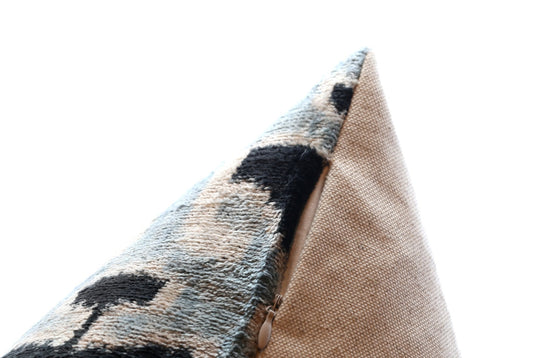 Handmade Velvet Lumbar Pillow Ikat Design - with Premium Down Feather Insert