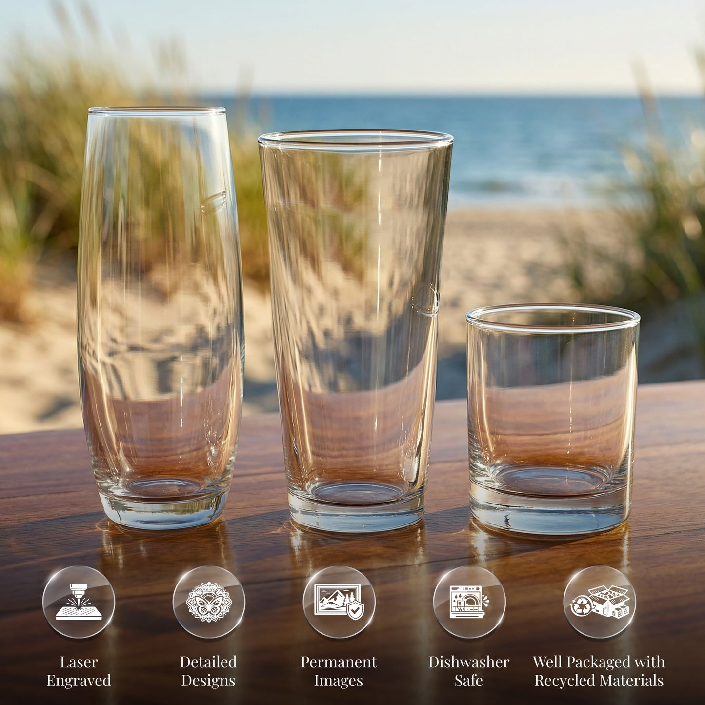 Lake Michigan Map Laser Engraved Glasses