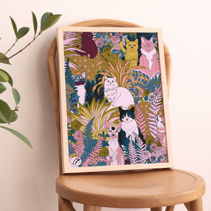 Garden Cats Art Print