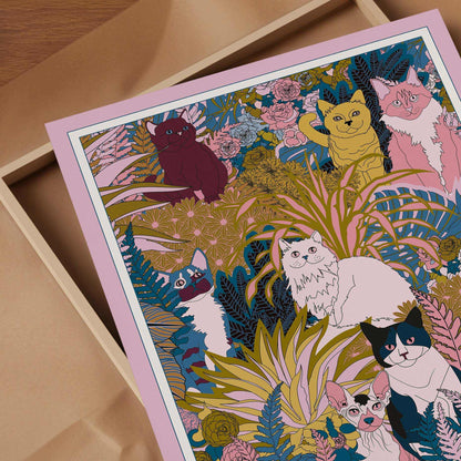 Garden Cats Art Print