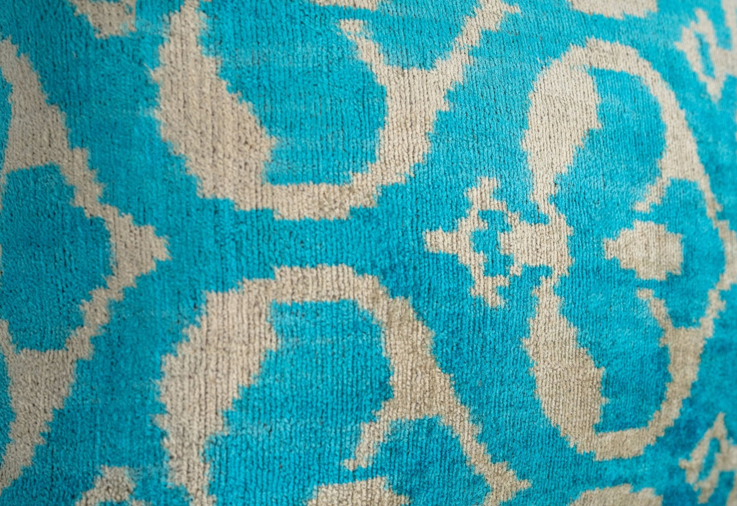 Handmade Velvet Throw Pillow Ikat Design  with Premium Down Feather Insert