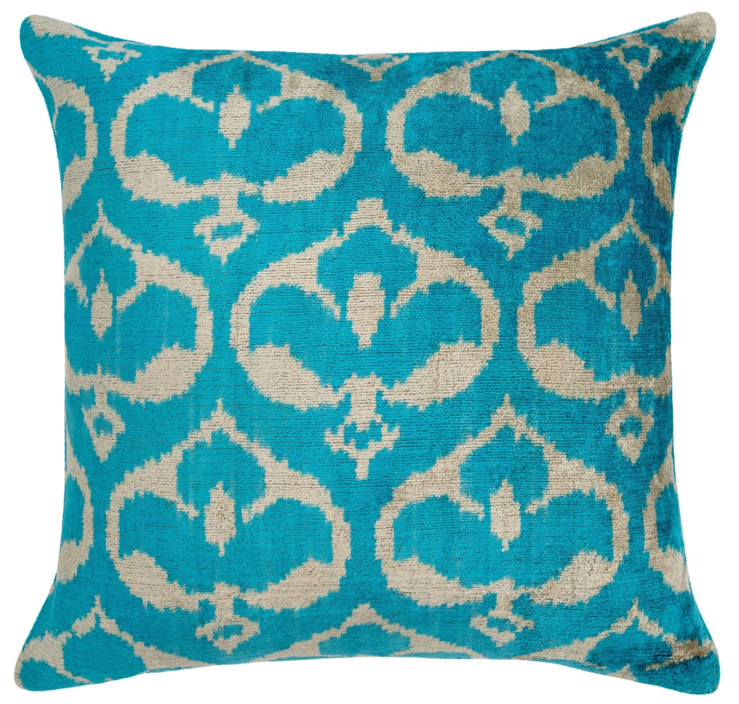 Handmade Velvet Throw Pillow Ikat Design  with Premium Down Feather Insert
