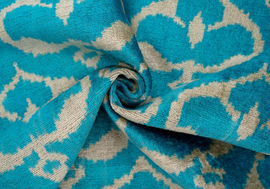 Handmade Velvet Throw Pillow Ikat Design  with Premium Down Feather Insert